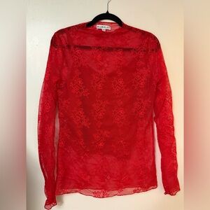 Blakeley Red Lace Womens Lace Top with Tank Top